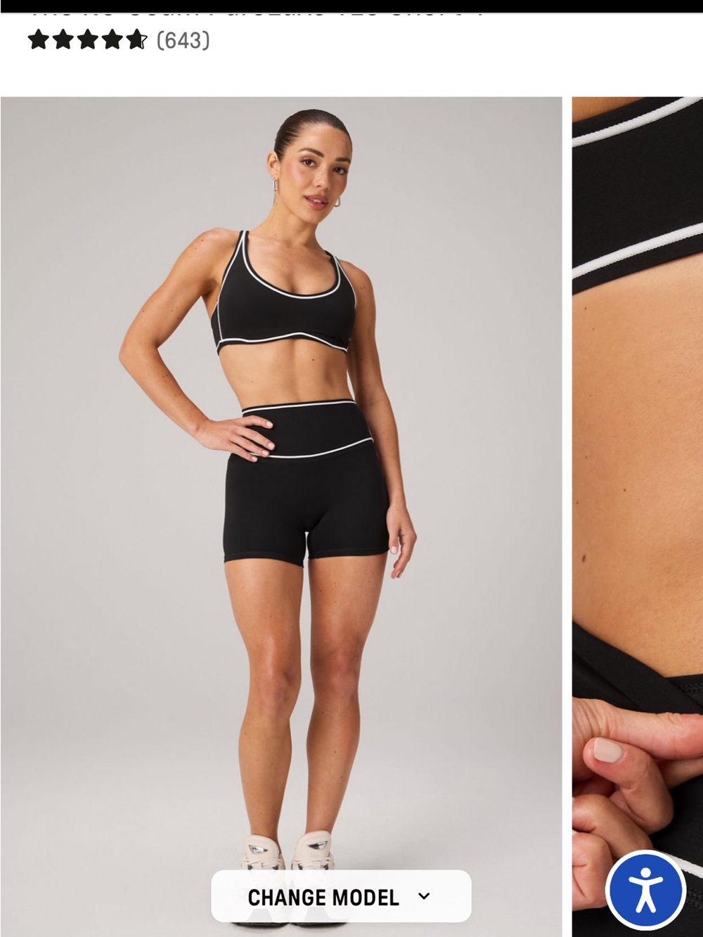 Fabletics Black Sports Bra with White Piping